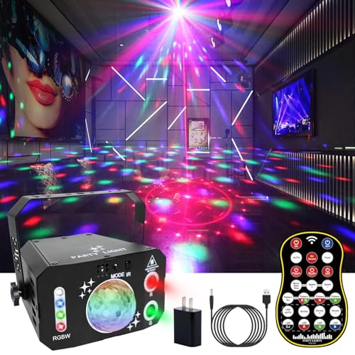 Wuzstar 7 Lens Disco Ball Lights,USB Powered RGBW DJ Strobe Lighting Sound Activated,Laser Party...