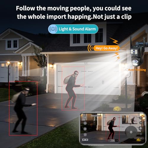 LETSCEE Security Cameras Outdoor WiFi,Cameras for Home Security with Dual Lens,Motion Tracking,Night Vision,24/7 continous Record,Work with NVR/DVR Surveillance System,Weather Proof,SD/Cloud Storage - Thumbnail 2