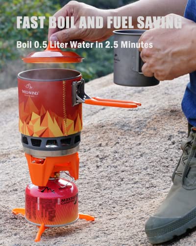 Wild-Wind Star X3 Outdoor Camping And Backpacking Stove Cooking System ( 0.8-1 Liter ) Portable Camping Stove With Piezo Ignition Pot Support-Orange #TOP2