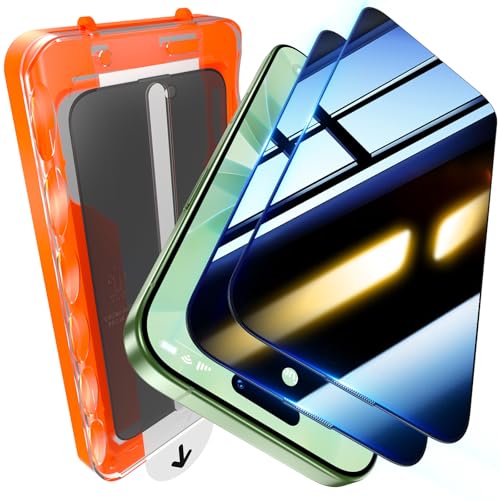 Image of UniqueMe 2 Pack for iPhone 16 Pro /iPhone 17 Privacy Screen Protector - [Military Grade Shatterproof & 9H+ Hardness] Privacy Screen 17 /16 Pro Tempered Glass Full Coverage,Easy to install
