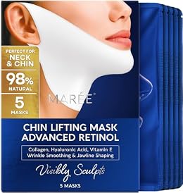 MAREE V Line Lifting Mask Chin Strap - Advanced Retinol Face Lifting Mask & Neck Lift Tape - Double Chin Reducer & Jawline Shaper - Retinol Collagen Facial Masks for Face Lift, Tightening and Firming