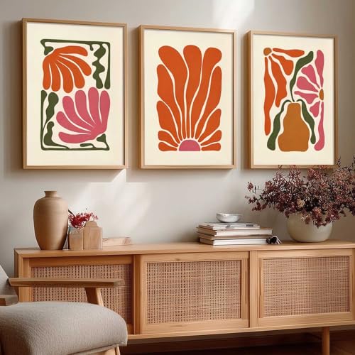 Image of kotart Boho Art Home Decoration Paintings With Frame For Living Room Bed Room Hotel Wall Decor Digital Reprint Set of 3 (10X13 inch)
