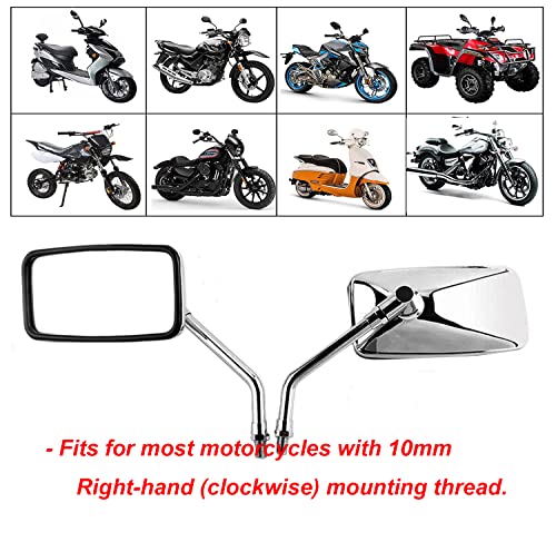 Chrome Motorcycle Mirrors Universal Motorcycle Mirrors Rearview Mirrors With 10Mm Bolt For Scooter E-Bike Dirt Bike Honda Aprilia Street Bike Cruiser #TOP6
