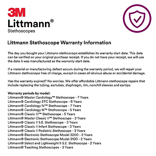 3M Littmann Classic III Monitoring Stethoscope, 5832, More Than 2X as Loud, Weighs Less, Stainless Steel Chestpiece, 27" Lavender Tube by Littmann - Image 9
