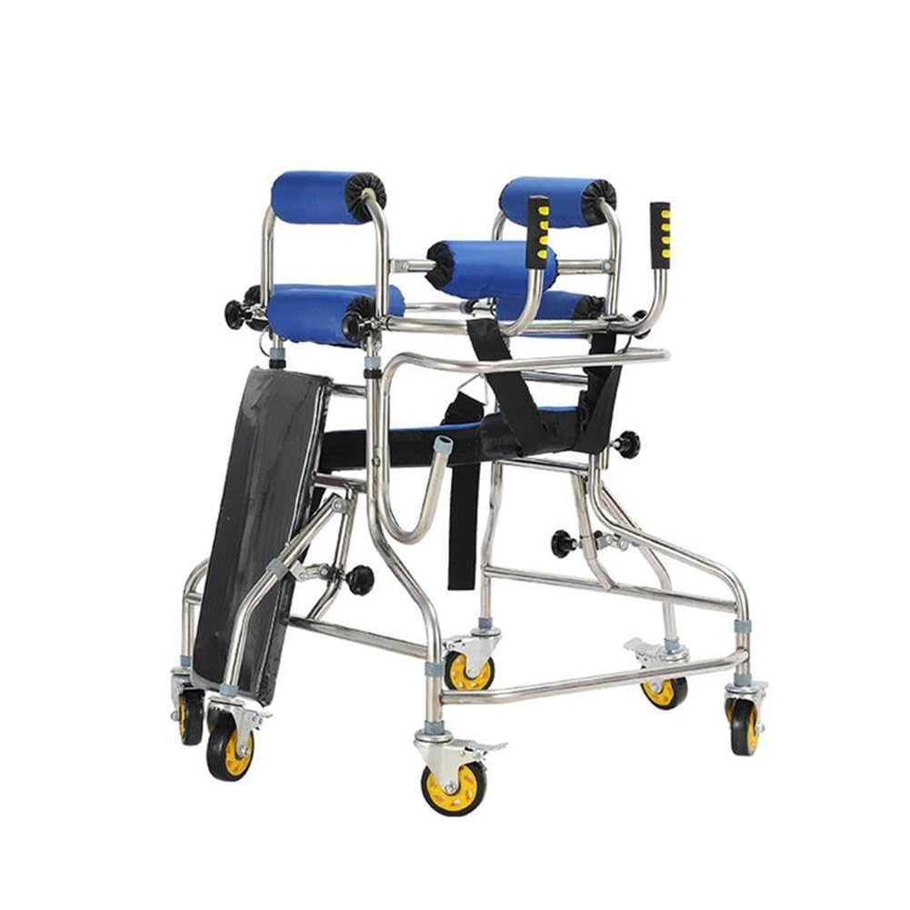 Andador infantil vertical con marco de acero inoxidable, andador móvil para rehabilitación de hemiplejia, adecuado para niños de 50 a 59 pulgadas