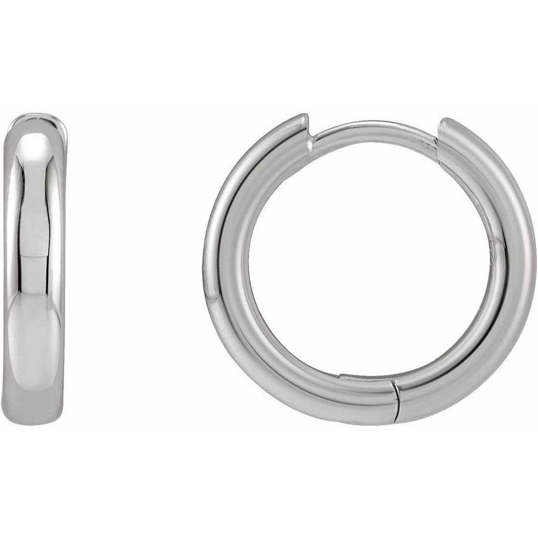 JewelryWeb Par de pendientes de aro de oro blanco de 14 quilates, 15 mm, con bisagras, pulidos, regalos de joyería para mujer, Metal