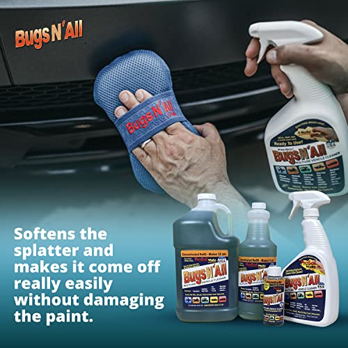 Prosol Works Bugs N' All Bug & Tar Remover For All Vehicles - Multi Surface Cleaner Spray Concentrate 1 Gal W/Empty Cleaning Spray Bottle 32 Oz -Interior & Exterior Car Cleaner Car Detailing Solution #TOP6