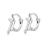 MUNDELL 925 Sterling Silver Cute Cat Huggie Hoop Earrings for Cat Lovers Snake Ear Buckles Hypoallergenic Tiny Hoop Earrings Statement Fine Jewelry