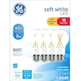 A19 Clear Dimmable General Purpose LED Light Bulb, 60W Replacement, Soft White, 4-Pack