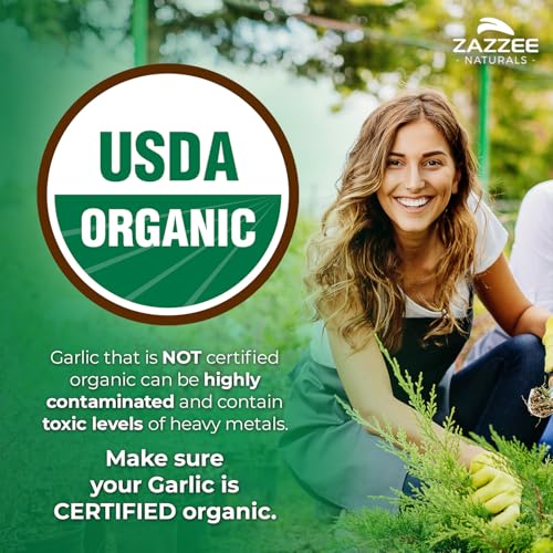 Zazzee USDA Organic Odorless Garlic 20:1 Extract, 5000 mg Strength, 100 Vegan Capsules, 3+ Month Supply, Standardized, Concentrated 20X Extract, 100% Vegetarian, All-Natural, Non-GMO, Made in The USA - Image 3