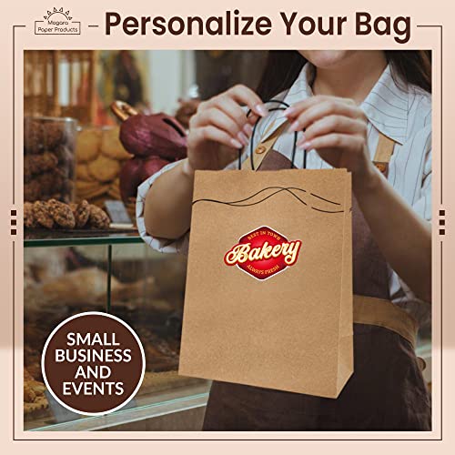50 Pcs Designer Paper Bags With Handles - High-End Look & Cool Design - Small Gift Bags Bulk- 8.25X4.25X10.5 - Thick & Sturdy Brown Paper Bags With Handles Bulk - Kraft Paper Bags - Brown Gift Bags Bulk, Shopping Bags, Craft Bags, Gift Bag #TOP3