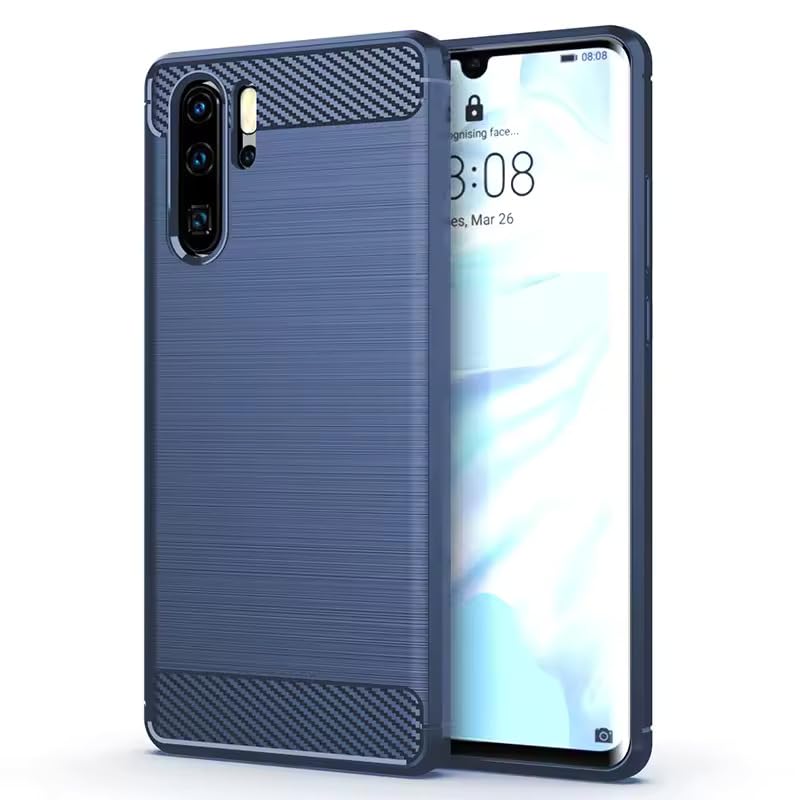 Flexible Back Case Cover for Huawei P30 Pro - Blue (Carbon Fibre)