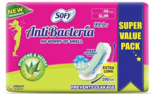 Sofy Antibacteria Extra Long Pads for women- 48 Count (3 Packs)