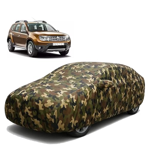 Image of Sulfar 100% Waterproof Car Body Cover Compatible with Mirror for Renault Duster with Long Lasting Durable Material (Triple Stitched, Full Bottom Elastic, Camouflage Army)
