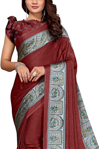 Image of MIRCHI FASHION Women Saree Chiffon Chintz Motif | Breathable Lightweight Border Pallu Printed Sari for Office and Daily Use (Available in 15 designs)