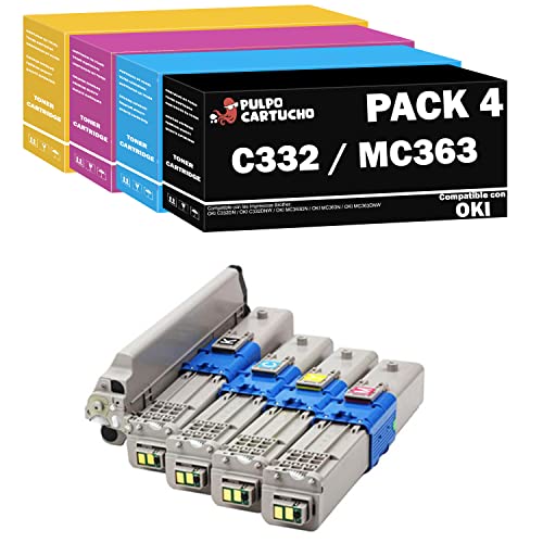 Pulpo Cartucho   Pack 4 Toner C332 / MC363 compatible con OKI 46508712, 46508716, 46508711, 46508715, 46508710, 46508714, 46508709, 46508713  Valido para OKI C332DN, C332DNW, MC363DN, MC363N, MC363DNW