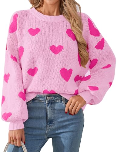 Image of Libsorge Womens Valentine Heart Sweater 2026 Valentines Day Trendy Cute Oversized Long Sleeve Pullover Sweaters