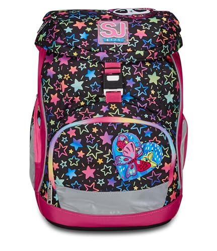 Sac à dos école rose avec poche latérale zippée et filet gourde SJ Gang