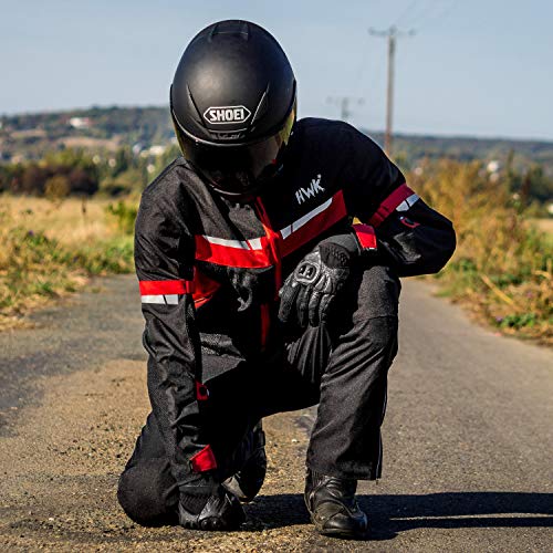 Hwk Mesh Motorcycle Jacket Riding Air Motorbike Jacket Biker Ce Armored Breathable (Large, Red) #TOP5