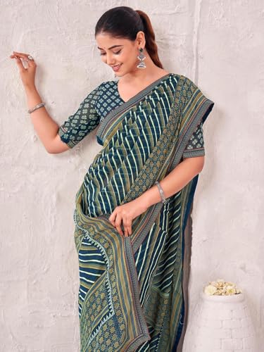 Image of SIRIL Women's Georgette Printed Saree with Unstitched Blouse Piece