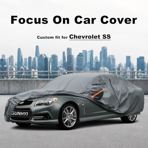Image of GUNHYI Premium Car Cover Custom Fit Chevrolet SS, 16 Layers Heavy Duty Car Cover Waterproof All Weather with Zipper Door for Sun Rain Snow Dust Uv Protection