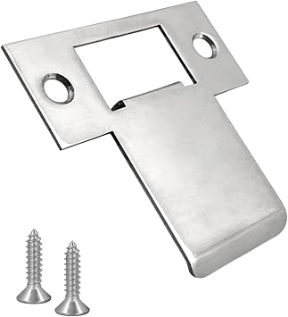 Stainless Steel Long-Lipped Door Strike Plate with Screws, 84 97mm Reinforcement Plate for Internal and Outward Opening Doors, Compatible with Mortice Locks and Tubular Latches