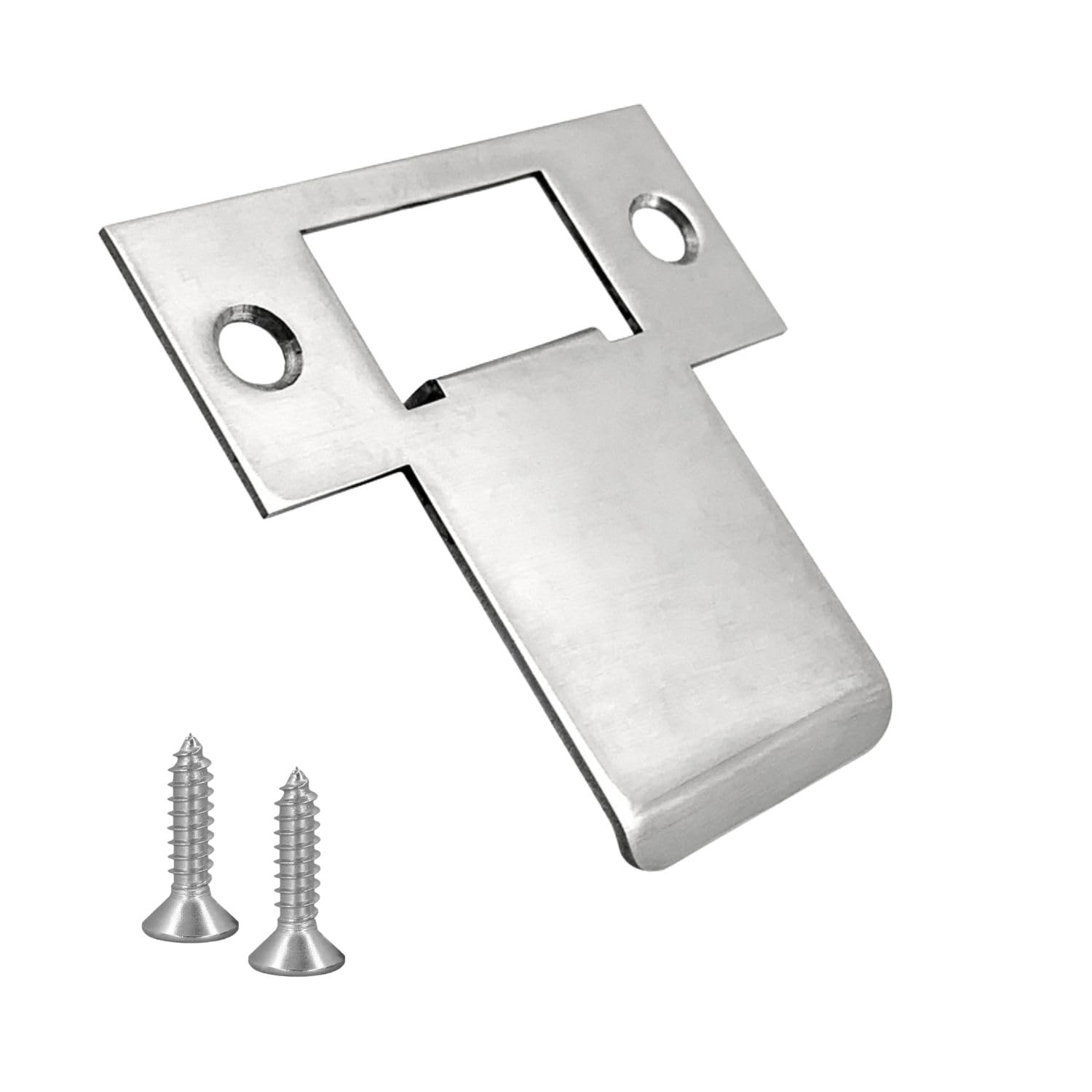 Stainless Steel Long-Lipped Door Strike Plate with Screws, 84×97mm Reinforcement Plate for Internal and Outward Opening Doors, Compatible with Mortice Locks and Tubular Latches