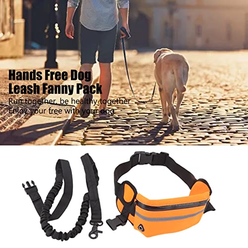 Waist Leads for Dogs Hands Free Dog Leash Fanny Pack Waist Dog Leash Nylon Bungee Leash Pack for Night Running Walking(Orange) - Image 3