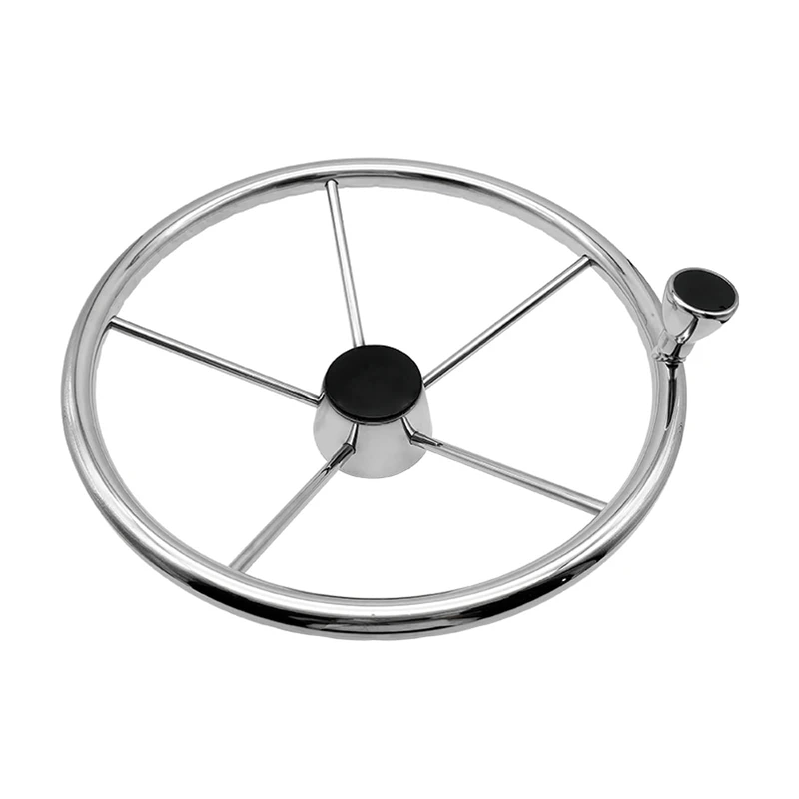 Steuerrad für Schiffe 5 Speichen 15 Zoll Marine Edelstahl Lenkrad Boot Yacht mit Bedienknopf Zubehör für Boote