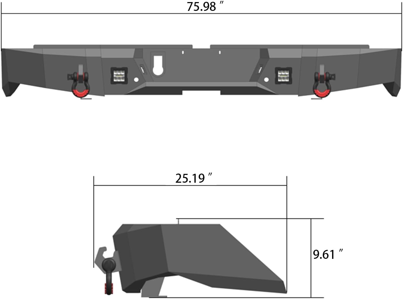 For 2014-2021 Toyota Tundra Steel Front and Rear Bumper With Winch Plate&Lights Black Texture