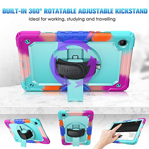 Casebot Shockproof Case For Samsung Galaxy Tab A7 10.4 2020 Model (Sm-T500/T505/T507) With Screen Protector, [360° Rotating Kickstand] Rugged Heavy Duty Hybrid Cover With Hand Shoulder Strap, Blue #TOP3