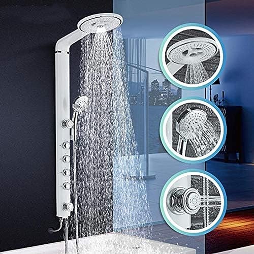 Juego de ducha y cascada para baño: panel de ducha mural, grifo mezclador con columna de ducha de lluvia grande y chorros de masaje miniatura 1