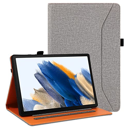 Vakarey Hülle Kompatibel mit Samsung Galaxy Tab A8 10.5 Zoll,PU Leder Schutzhülle Cover Case für Samsung Tablet Tab A8,Grau Cover
