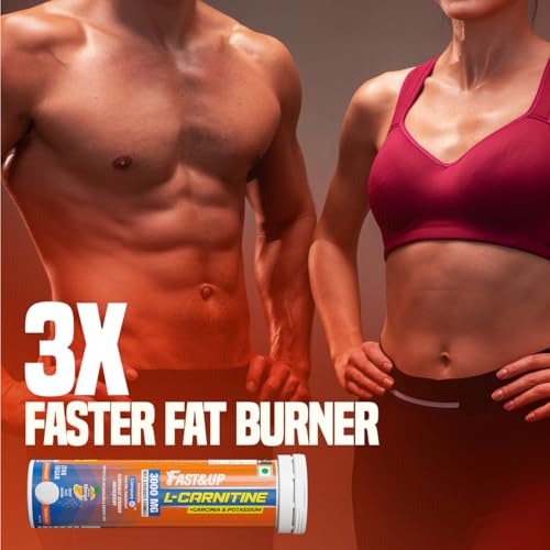 Image of Fast&Up L Carnitine 3000mg Effervescent Tablets | Triple Action L Carnitine Supplement with Garcinia Cambogia & Potassium | Fat Burner for Weight Loss | Controls Cravings I Reduces Bloating I Mango Flavour, Pack of 2