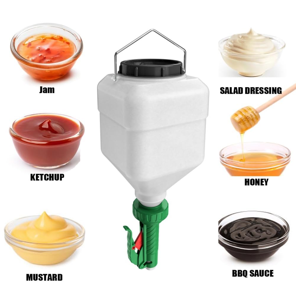 Dispenser per Salse da 5,5 L, Dispenser per Condimenti per Senape, Insalata, Ketchup, Maionese Verde