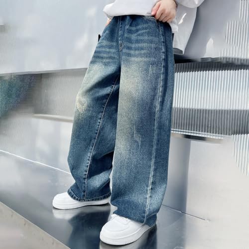 Boys Casual Elastic Waist Pants Durable Denim Trousers for Everyday Wear Stylish Loose Fit Bottoms for Outdoor3