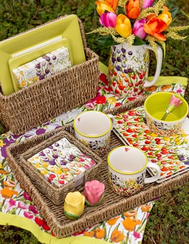 Boston International Drink Pitcher Ceramic Serveware Water & Cold Beverage Jug, 5.5 Cups, Tulipfield - Image 5