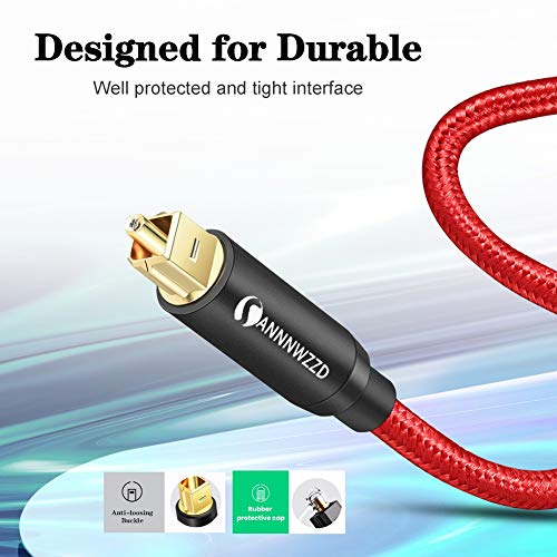 Annnwzzd Optical Audio Cable 3Ft Slim Braided Fiber Digital Audio Optic Cable For Connecting Soundbar, Stereo System, Home Theater #TOP4