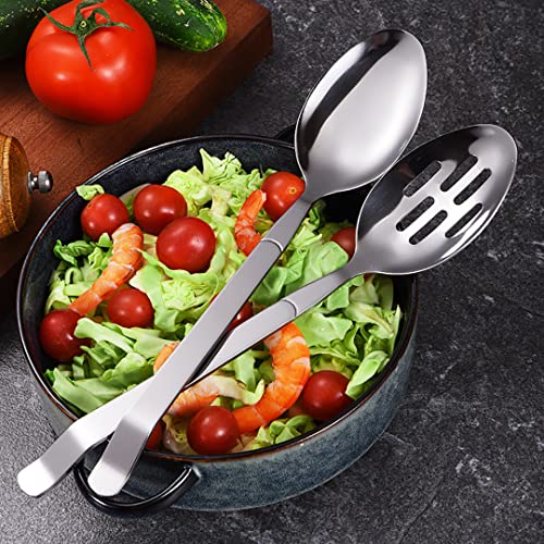 Axiaolu 4 Pieces X-Large 11-Inch Stainless Steel Serving Spoon Set With Slotted Spoon, Pointed Serving Spoon, Round Head Serving Spoon And Deepened Serving Spoon For Buffet Banquet Flatware #TOP1