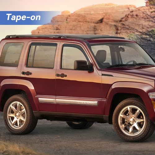 Image of Window Visors Rain Guards for 2008 2009 2010 2011 2012 Jeep Liberty, Out-Channel Window Vent Wind Deflectors Visors Shades for 08 09 10 11 12 Jeep Liberty