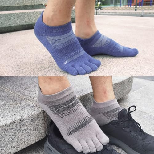 Image of HABITER Merino Wool Toe Socks for Men & Women-50% Merino Wool,No Show,Lightweight,Arch Support Hiking Socks,Running,Long Walk