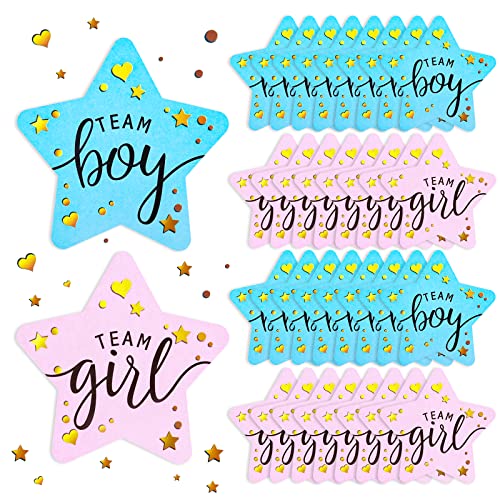 Bomtop 120 Pezzi Baby Shower Adesivi Etichette, Team Boy Team Girl Genere Rivelare Stickers, per Gender Reveal Party Decorazione Baby Shower Decorazioni