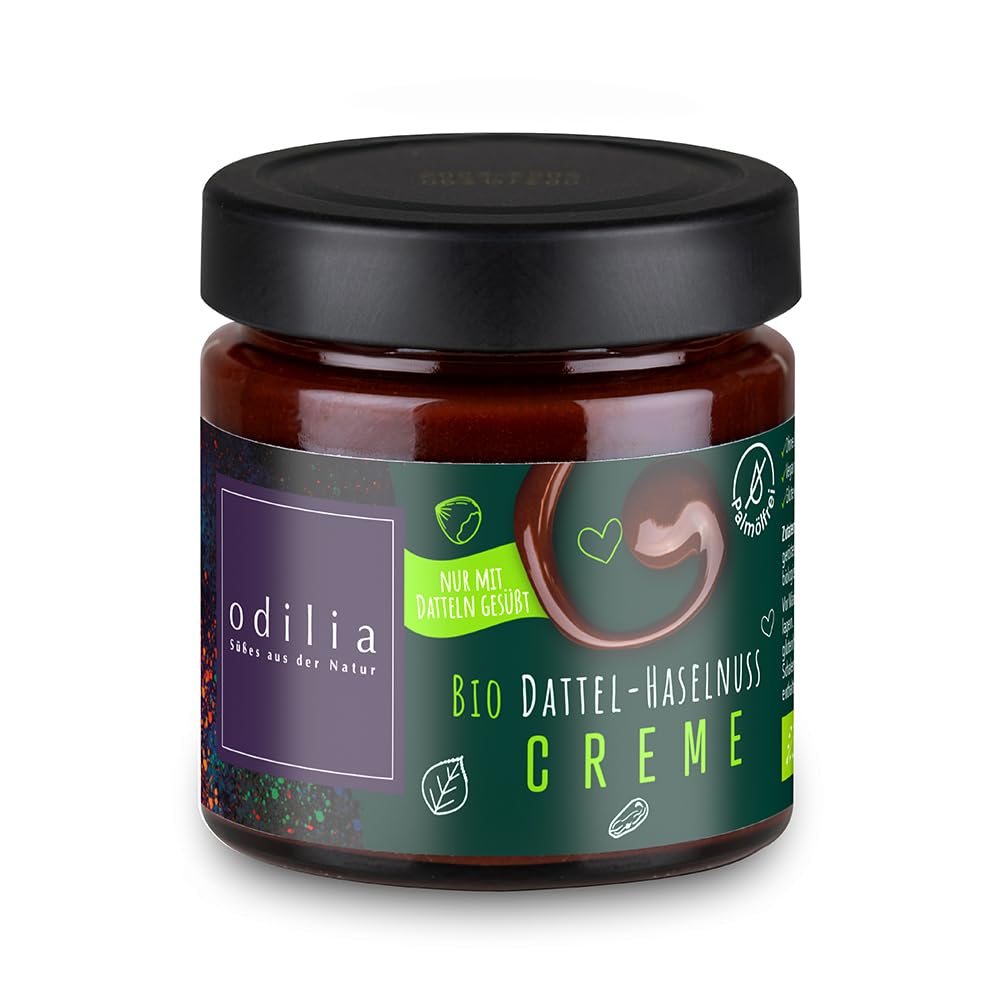 Premium Bio Dattel Haselnuss Creme 6 Stk. - Ohne Zusatz von raffiniertem Zucker & Ohne Palmöl - Vegan - Gluten- und laktosefrei I Ohne Konservierungsstoffe