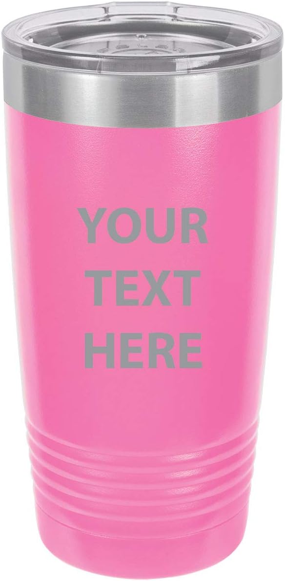 Personalized Add Your Custom Text Insulated Stainless Steel Tumbler 20 Oz Travel Coffee Double-Walled Travelling Car Truck Mug Customizable (Red)