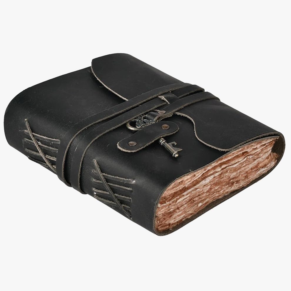 Carnet de notes vintage en cuir noir, le cadeau rétro idéal pour homme et femme