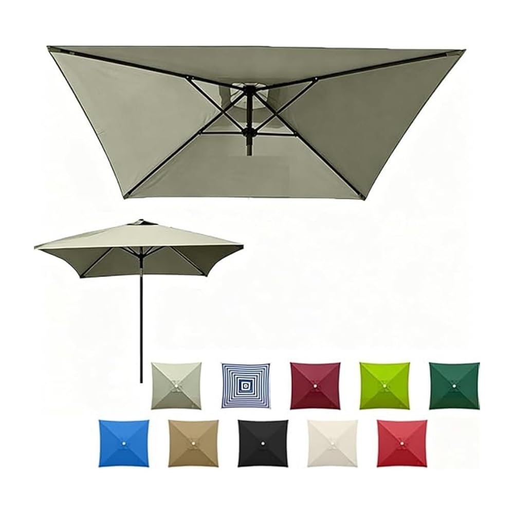 4/8 Ribs Square Outdoor Umbrella Replacement Canopy, 6.5/8.2/9.8ft Patio Parasol Top Cover, Replacement Fabric Backyard Yard Table Umbrella Cloth(Taupe,2.5x2.5m/8.2x8.2ft)