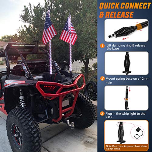 Image of Nilight 2PCS 3FT Spiral RGB Led Whip Light with Spring Base Chasing Light RF Remote Control Lighted Antenna Whips for Can-Am ATV UTV RZR Polaris Dune Buggy Offroad Truck