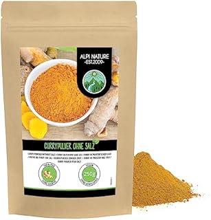 Alpi Nature Currypulver Indian Madras (250g) curry proszek bez soli curry proszek łagodny typowa indyjska mieszanka przypraw opakowanie do odzyskania