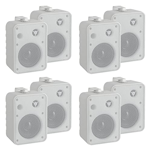 McGrey One Control WH MKIII Altavoces 4 Pares - Cajas Compactas para Instalación, Estudio o Aplicación HiFi - 10 Vatios RMS - Woofer 4, Tweeter 0,5 - Incluye Soportes de Montaje para Pared - Blanco