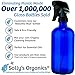 Empty Blue Glass Spray Bottles (2 Pack) - BPA Free - Large 16 oz Refillable Bottle for Plants, Pets, Essential Oils, Cleaning Products - Black Trigger Sprayer w/Mist and Stream Settings